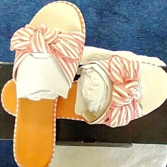 J.CREW Women's Striped Bow Slide Sandals Size 7 - Picture 3 of 14